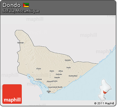 Shaded Relief 3D Map of Dondo, single color outside