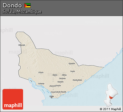 Shaded Relief 3D Map of Dondo, single color outside