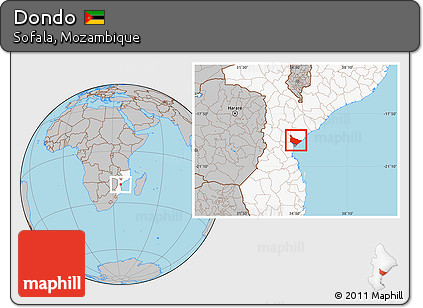 Gray Location Map of Dondo, highlighted country