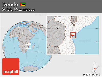 Gray Location Map of Dondo, highlighted country