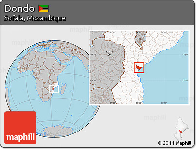 Gray Location Map of Dondo, highlighted country