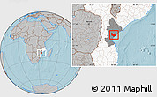 Gray Location Map of Dondo, highlighted country, highlighted parent region, hill shading