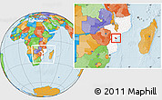 Political Location Map of Dondo, highlighted country, within the entire country