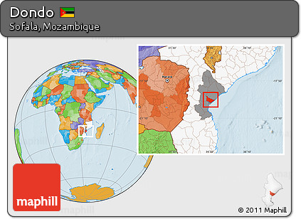 Political Location Map of Dondo, highlighted country, highlighted parent region