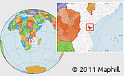 Political Location Map of Dondo, highlighted country