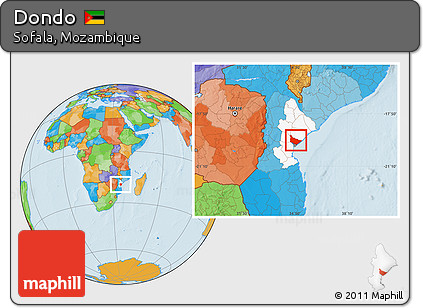 Political Location Map of Dondo, highlighted parent region