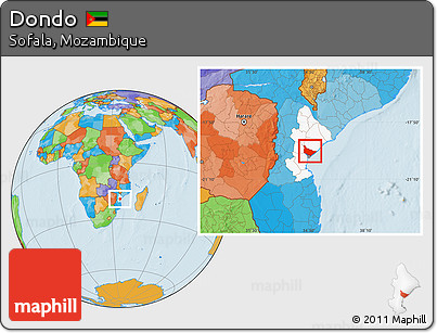 Political Location Map of Dondo, highlighted parent region