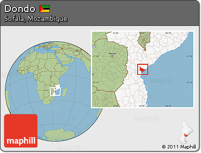 Savanna Style Location Map of Dondo, highlighted country
