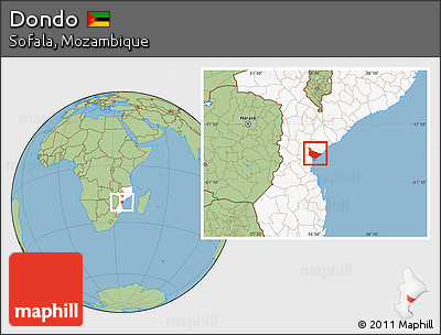 Savanna Style Location Map of Dondo, highlighted country