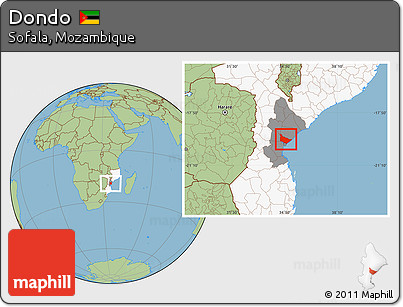 Savanna Style Location Map of Dondo, highlighted country, highlighted parent region