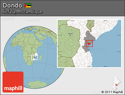 Savanna Style Location Map of Dondo, highlighted country, highlighted parent region