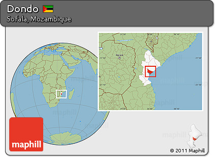 Savanna Style Location Map of Dondo, highlighted parent region
