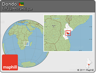 Savanna Style Location Map of Dondo, highlighted parent region