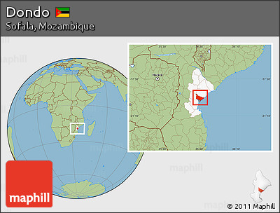 Savanna Style Location Map of Dondo, highlighted parent region