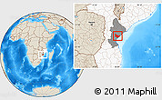 Shaded Relief Location Map of Dondo, highlighted country, highlighted parent region