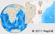 Shaded Relief Location Map of Dondo, highlighted country