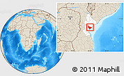 Shaded Relief Location Map of Dondo, highlighted parent region