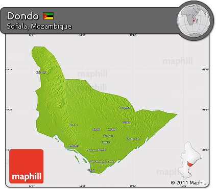 Physical Map of Dondo, cropped outside