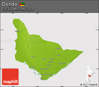 Physical Map of Dondo, cropped outside