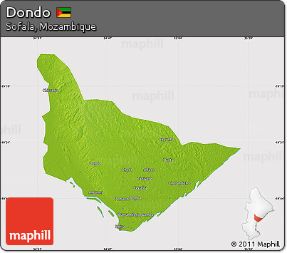 Physical Map of Dondo, cropped outside