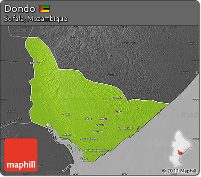 Physical Map of Dondo, darken, desaturated