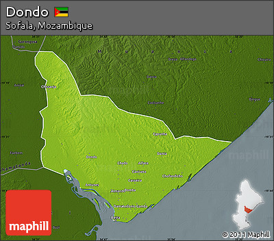 Physical Map of Dondo, darken