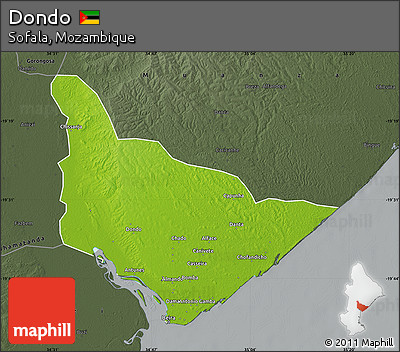 Physical Map of Dondo, darken, semi-desaturated