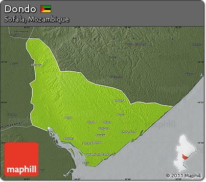 Physical Map of Dondo, darken, semi-desaturated