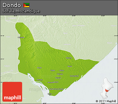 Physical Map of Dondo, lighten
