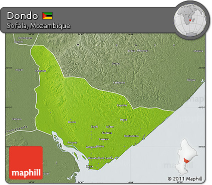Physical Map of Dondo, semi-desaturated