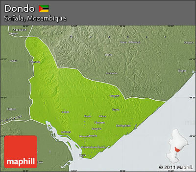Physical Map of Dondo, semi-desaturated