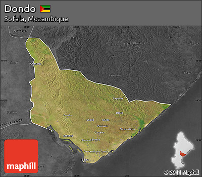 Satellite Map of Dondo, darken, desaturated
