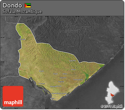 Satellite Map of Dondo, darken, desaturated