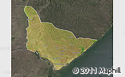 Satellite Map of Dondo, darken, semi-desaturated