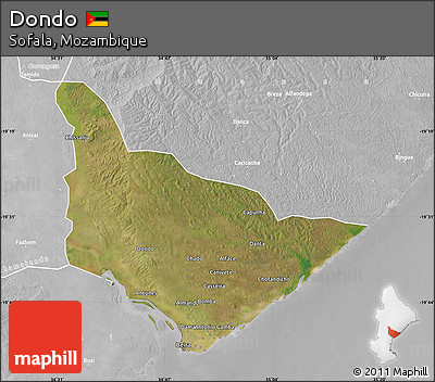 Satellite Map of Dondo, lighten, desaturated