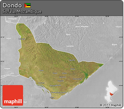 Satellite Map of Dondo, lighten, desaturated