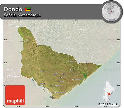 Satellite Map of Dondo, lighten