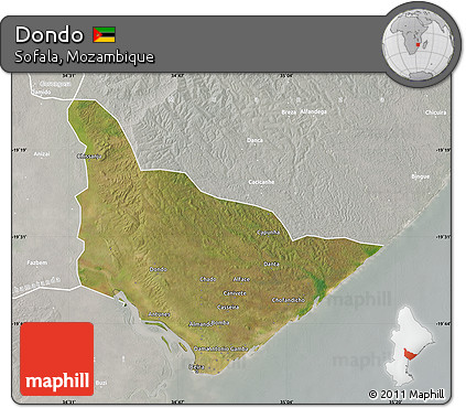 Satellite Map of Dondo, lighten, semi-desaturated