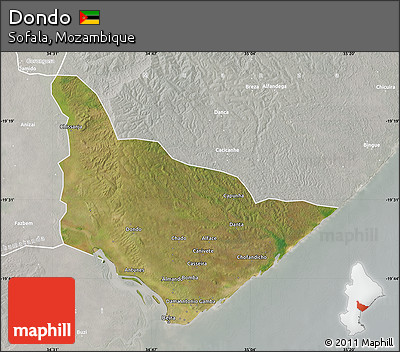 Satellite Map of Dondo, lighten, semi-desaturated