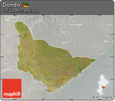 Satellite Map of Dondo, lighten, semi-desaturated