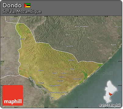 Satellite Map of Dondo, semi-desaturated