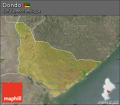 Satellite Map of Dondo, semi-desaturated