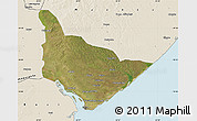 Satellite Map of Dondo, shaded relief outside