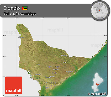 Satellite Map of Dondo, single color outside