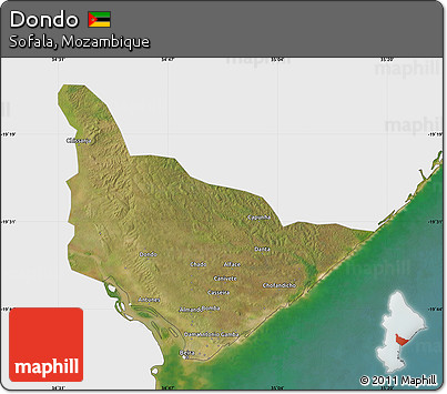 Satellite Map of Dondo, single color outside