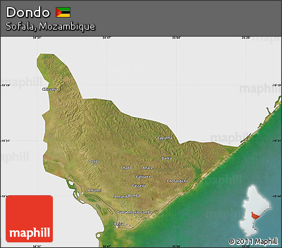 Satellite Map of Dondo, single color outside