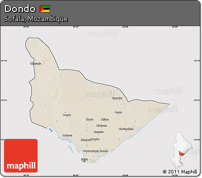 Shaded Relief Map of Dondo, cropped outside
