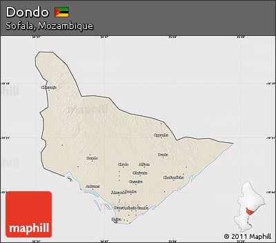 Shaded Relief Map of Dondo, cropped outside