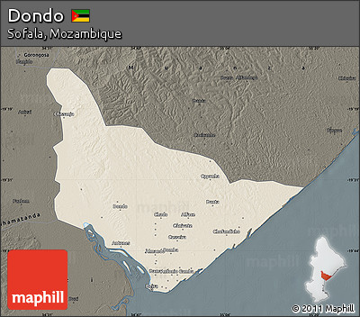Shaded Relief Map of Dondo, darken