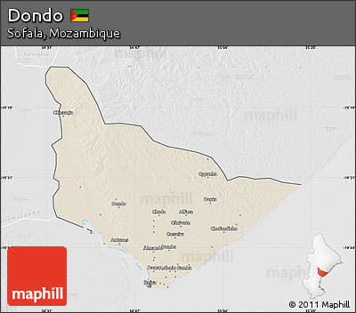 Shaded Relief Map of Dondo, lighten, desaturated